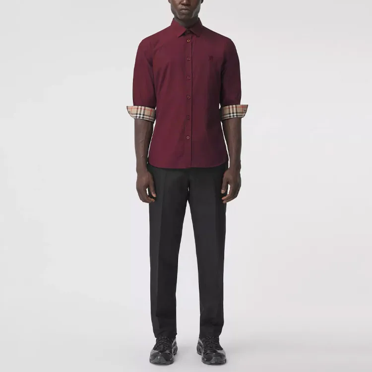 Burberry Slim Fit Monogram Motif Stretch Cotton Poplin Shirt-2