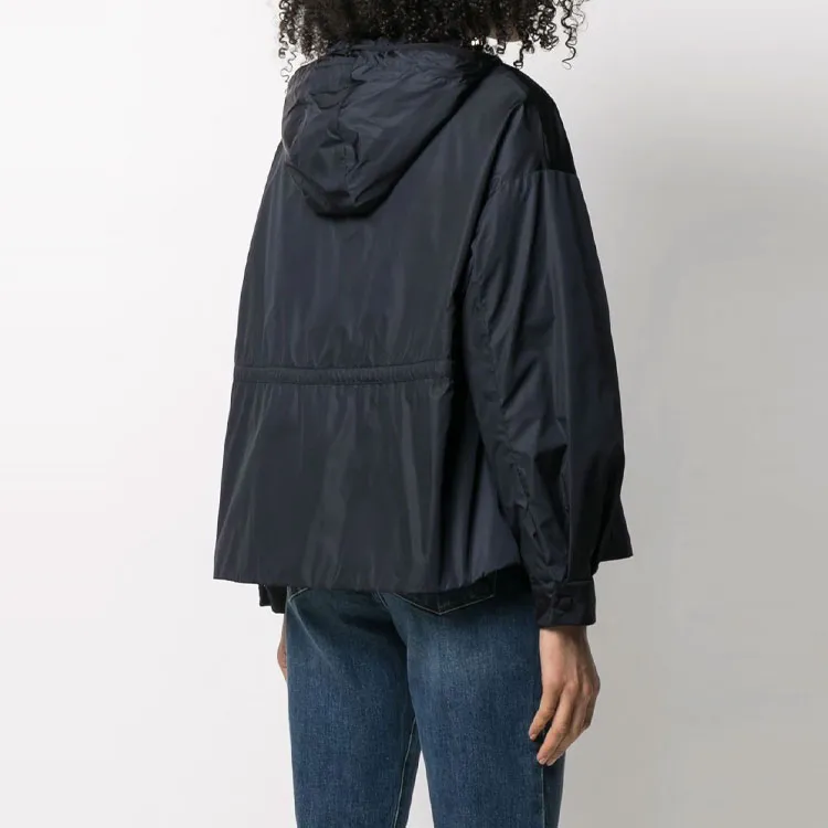 Moncler Cropped Coats Women's Navy Blue-2