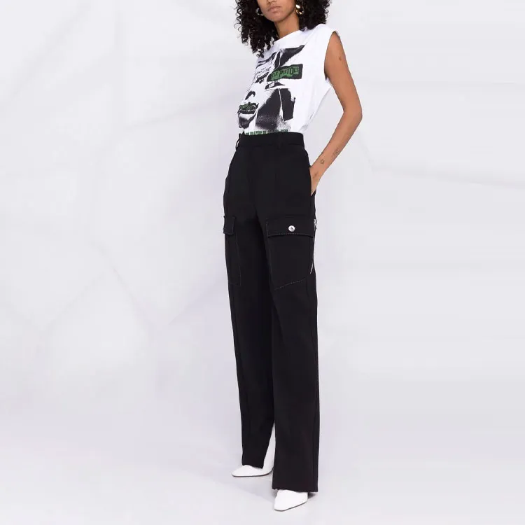 Bottega Veneta High Waist Wool Trousers Black-3