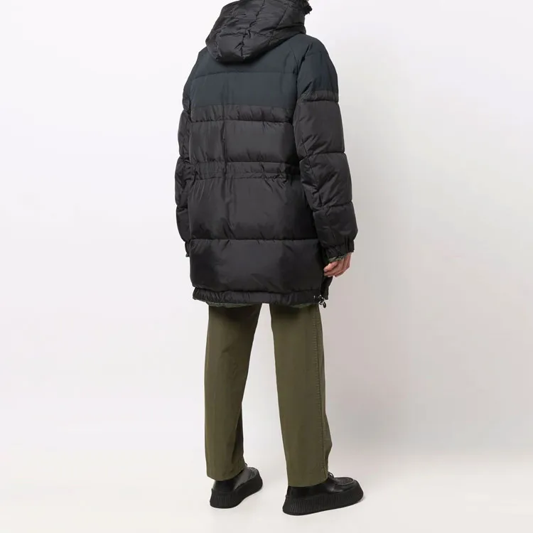 Sacai FW21 Colorblock Hooded Mid-Length Down Jacket Men's Black-3