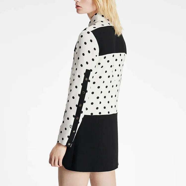 Lv Graphic Polka Dot Mini Shirt Dress-4