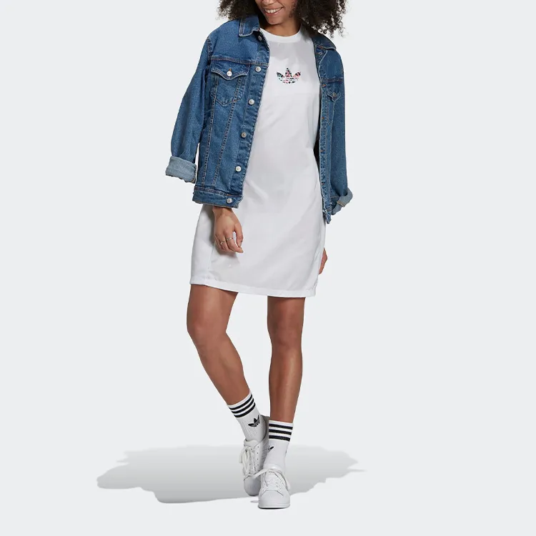 Adidas Originals Short Sleeved Dress Women's White-2