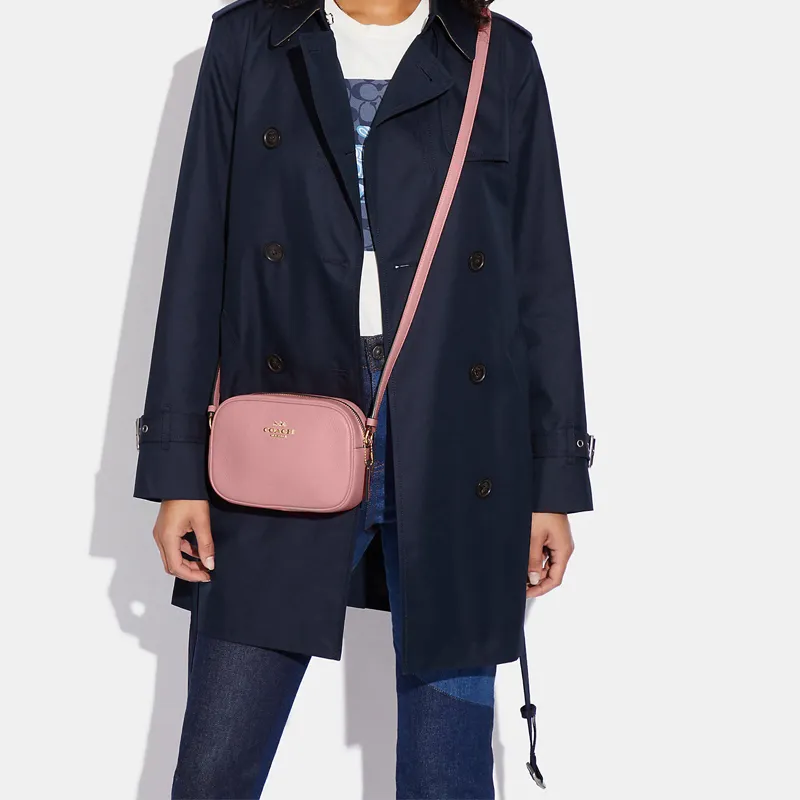COACH Jamie Pebbled Leather Camera Bag Shoulder Bag Crossbody Bag Mini Women's Pink-4
