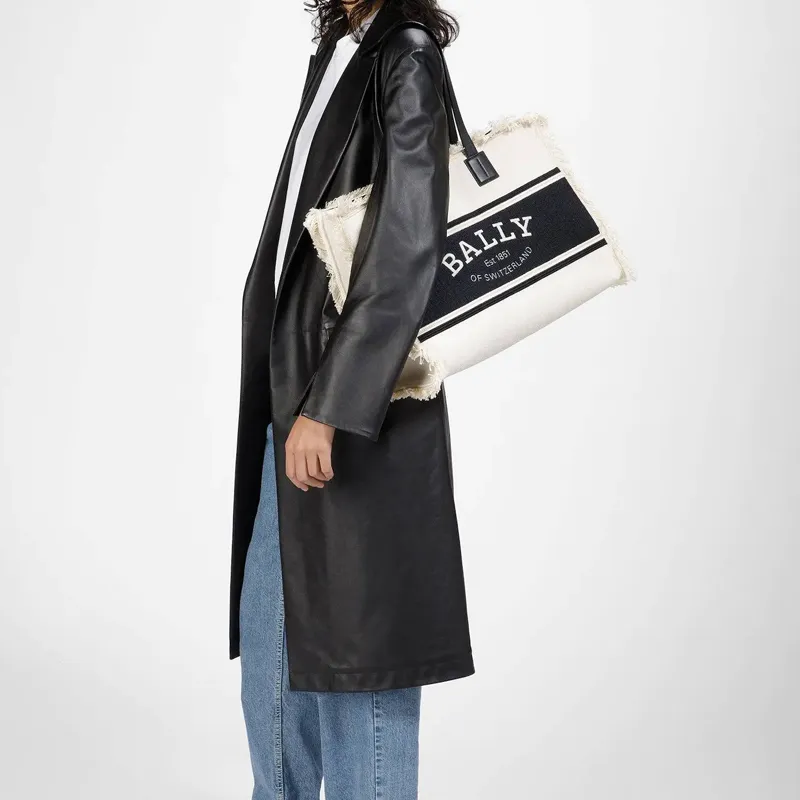 BALLY Canvas With Leather Canvas Bag, Tote Bag, Shopping Bag, Handbag, Shoulder Bag Women's-3