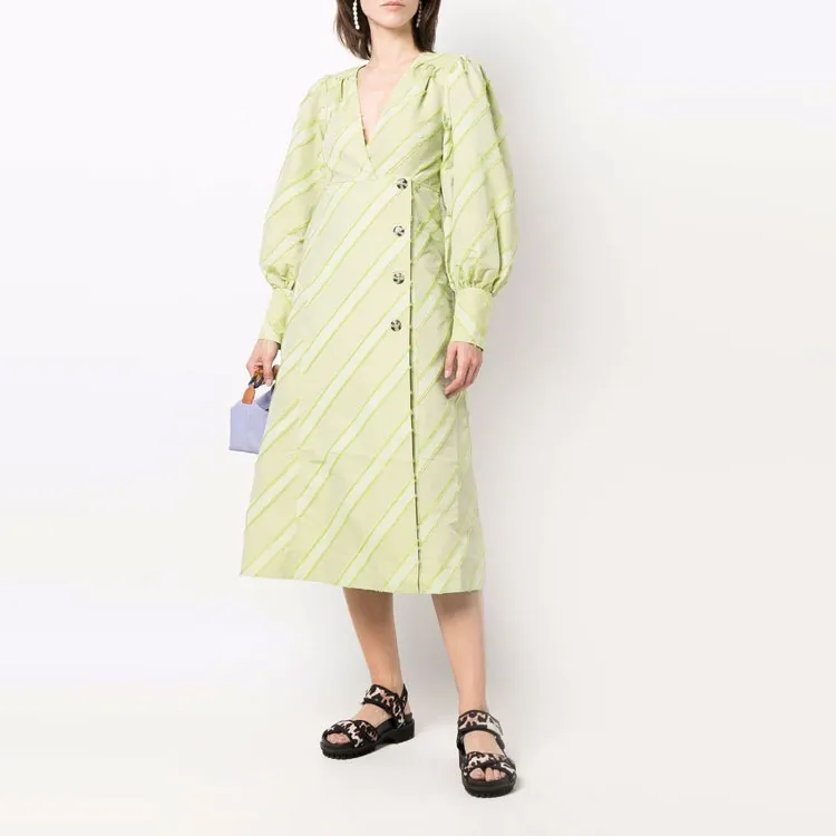 GANNI V neck Long sleeve Dress-3