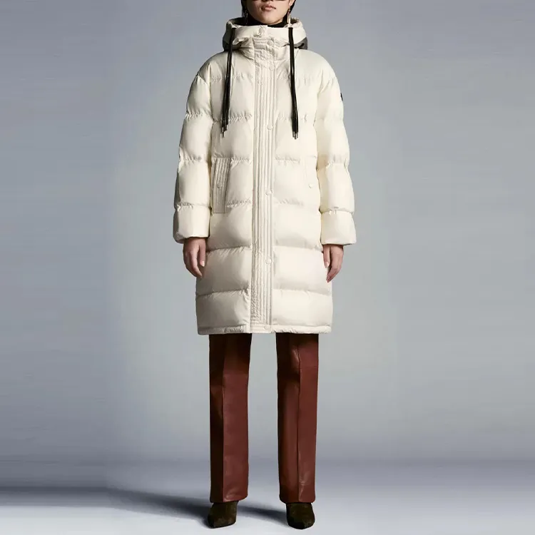 Moncler Women's Erysimum Long Down Jacket Butter White-1