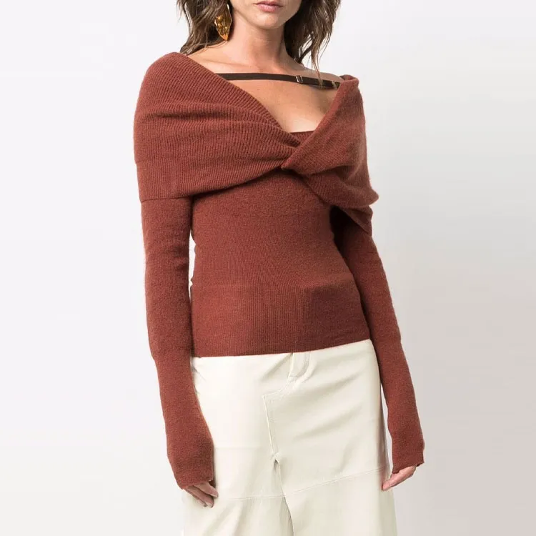 Jacquemus FW21 Slim Fit Sweater Women's Brown-3