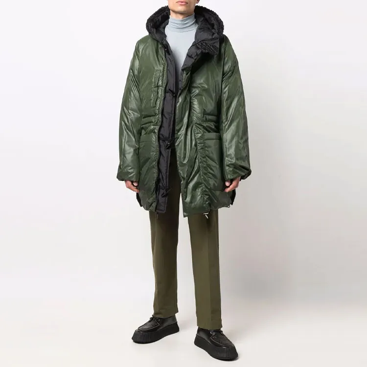 Sacai FW21 Colorblock Hooded Mid-Length Down Jacket Men's Black-1