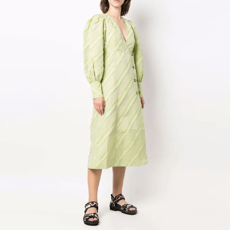GANNI V neck Long sleeve Dress-2
