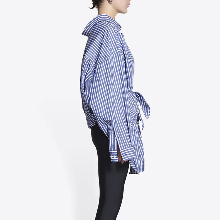 Balenciaga Crinkled Stripe Knotted Shirt-4