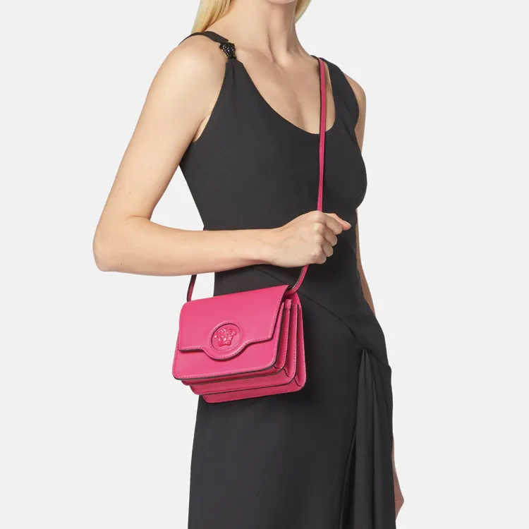 VERSACE VERSACE Cow Leather Fanny Pack Sling Bag Women's Pink-3