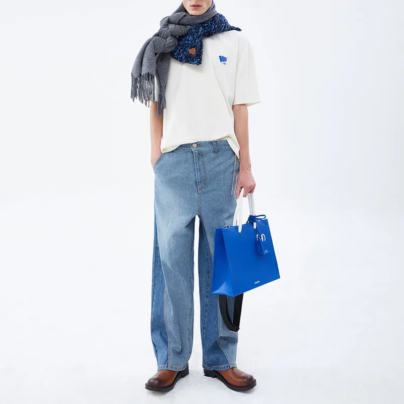 ADER ERROR Cow Leather Tote Bag, Shopping Bag, Shoulder Bag, Handbag Regular Unisex Blue-4