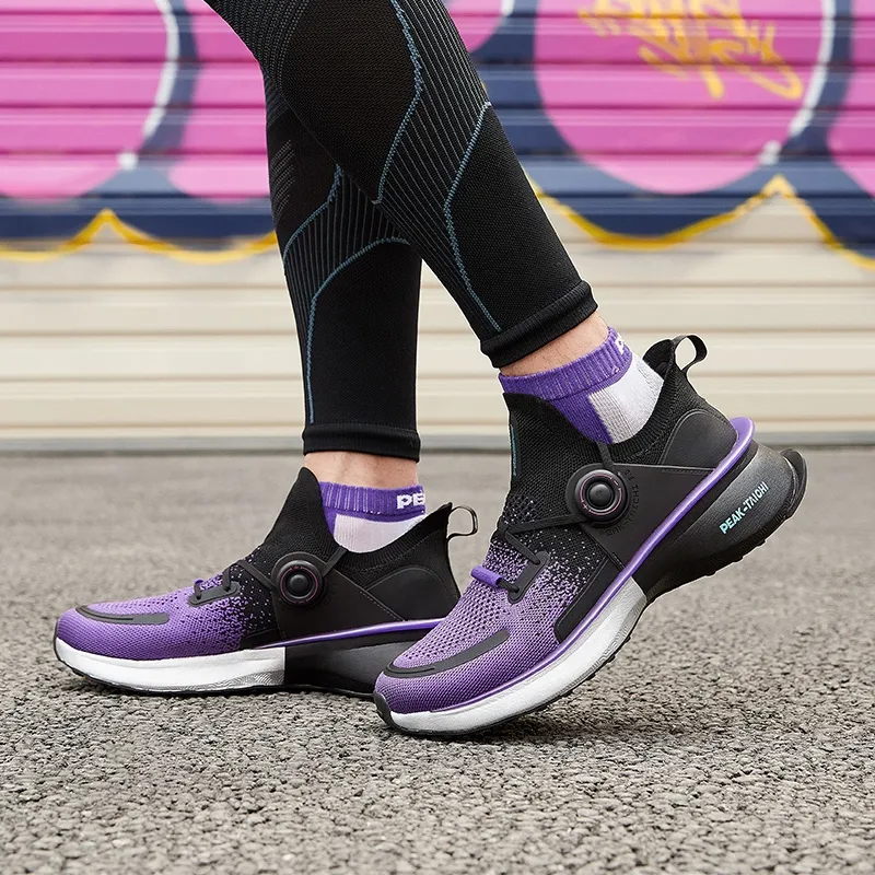 PEAK Tai Ji2.0 Cushioning Collection Cushioning Anti-Slip And Wear-Resistant Low-Top Running Shoes Black Purple-6