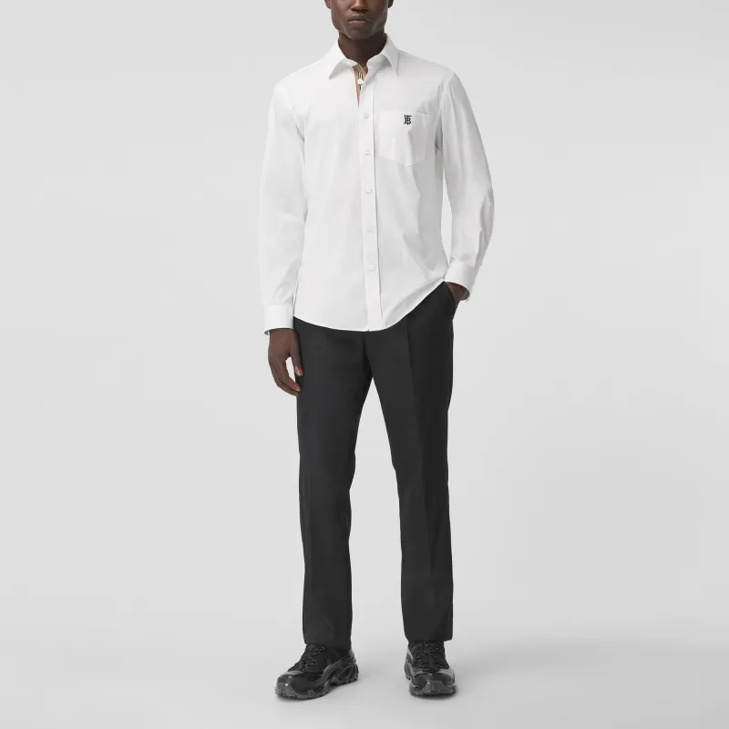 Burberry Monogram Motif Technical Cotton Shirt White-2