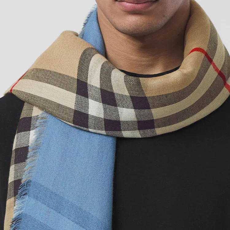 Burberry Knit Scarves Men Light Blue-2
