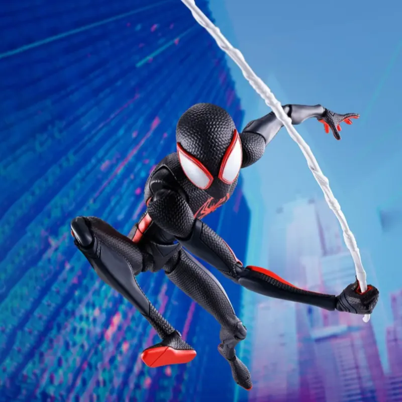 BANDAI SHF Spider Man Parallel Universe Spider Man Miles Morales Hobby Model 15.5cm-1