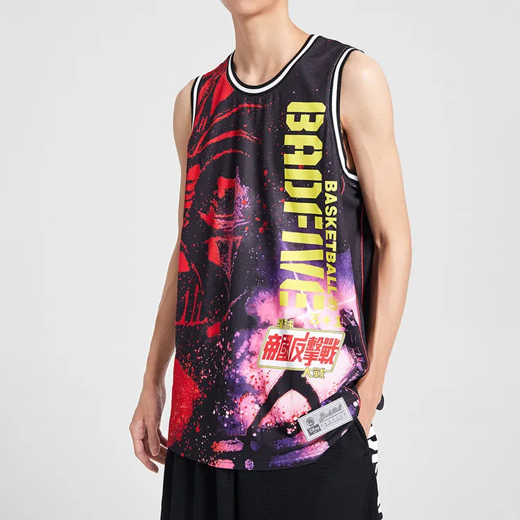 LiNing Basketball Jersey Men's Black Red-3