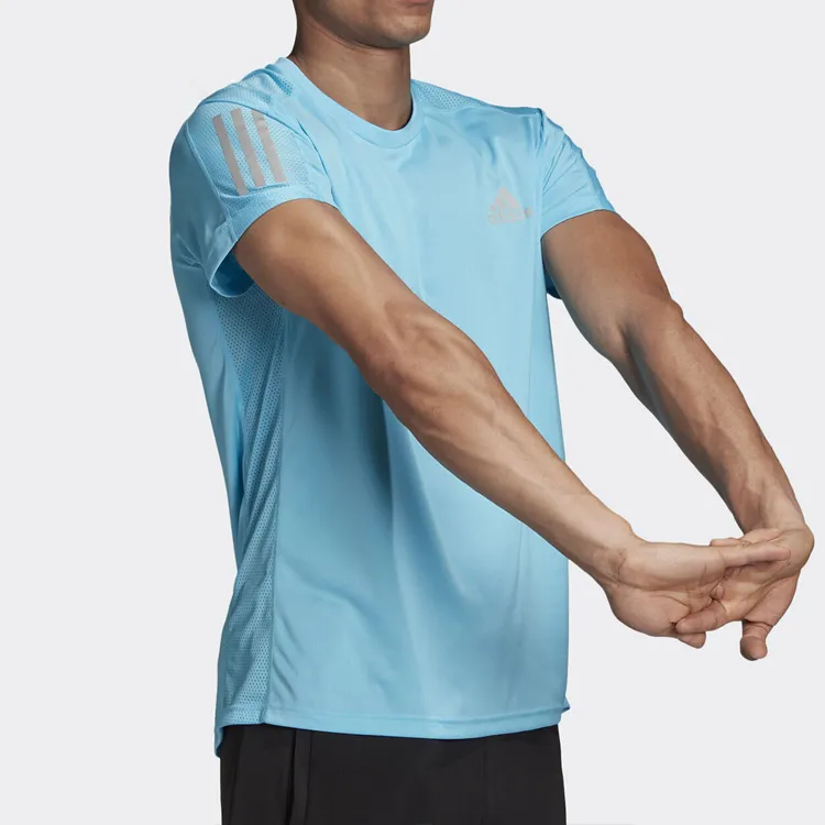 Adidas T Shirts Men Teal/Dark Silver Gray-5