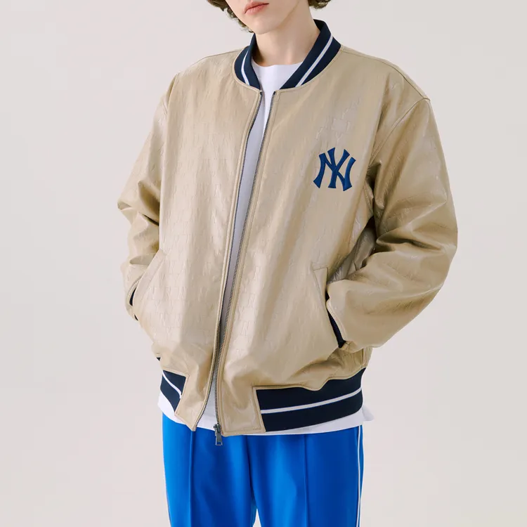 MLB Baseball Jacket Unisex Beige-4