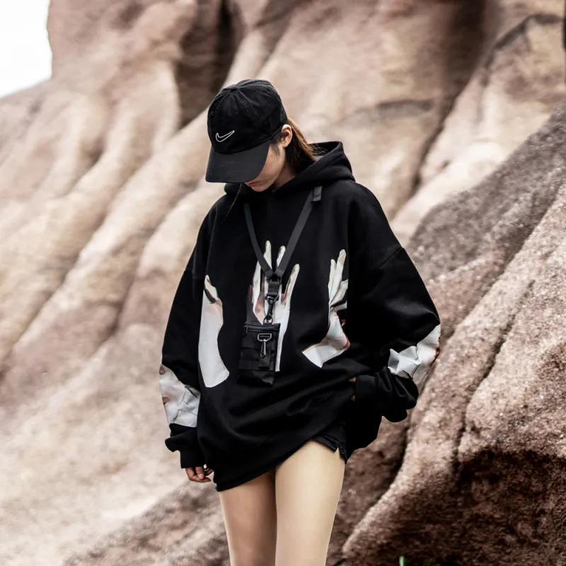 KILLWINNER Hooded Loose Fit Regular Sweatshirt Unisex Black-3