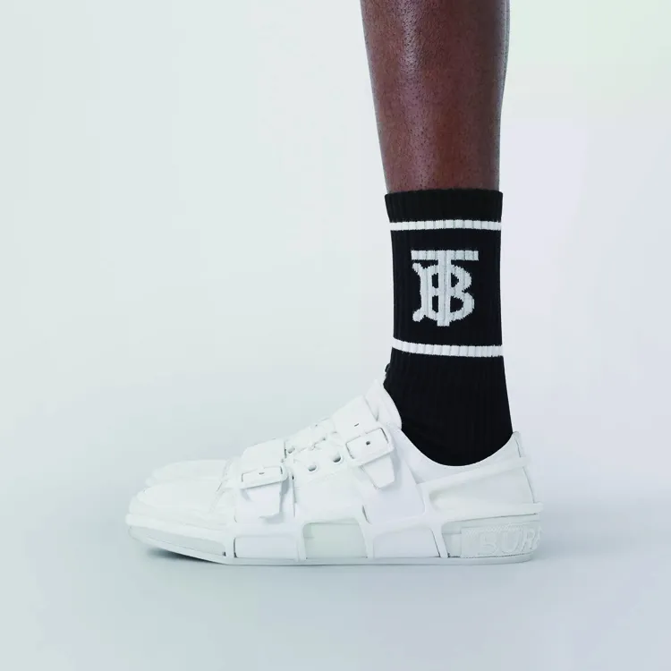 Burberry Monogram Motif Intarsia Socks 'Black'-2