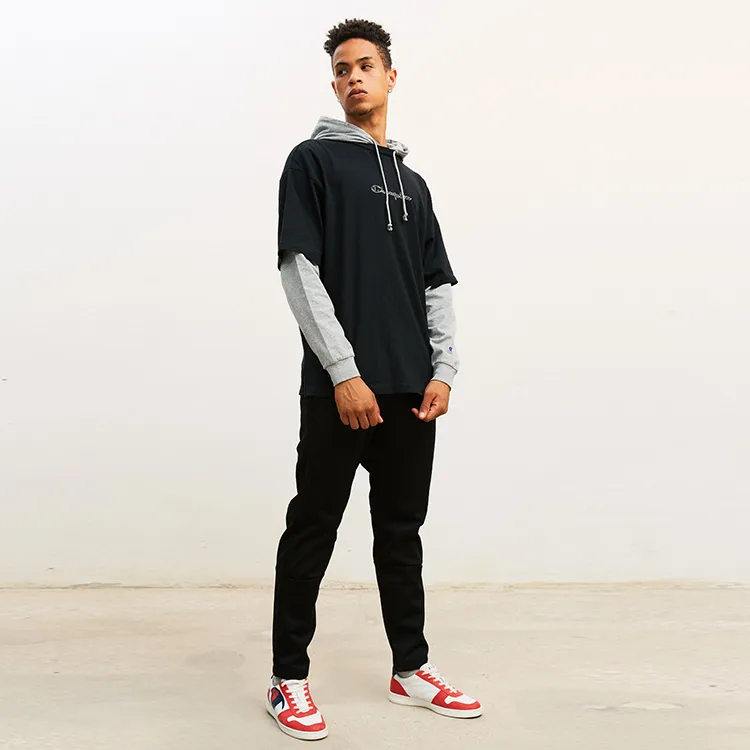 Champion Fitted Mock Two-Piece Long-Sleeved T-Shirt Japan Version Unisex Black-2