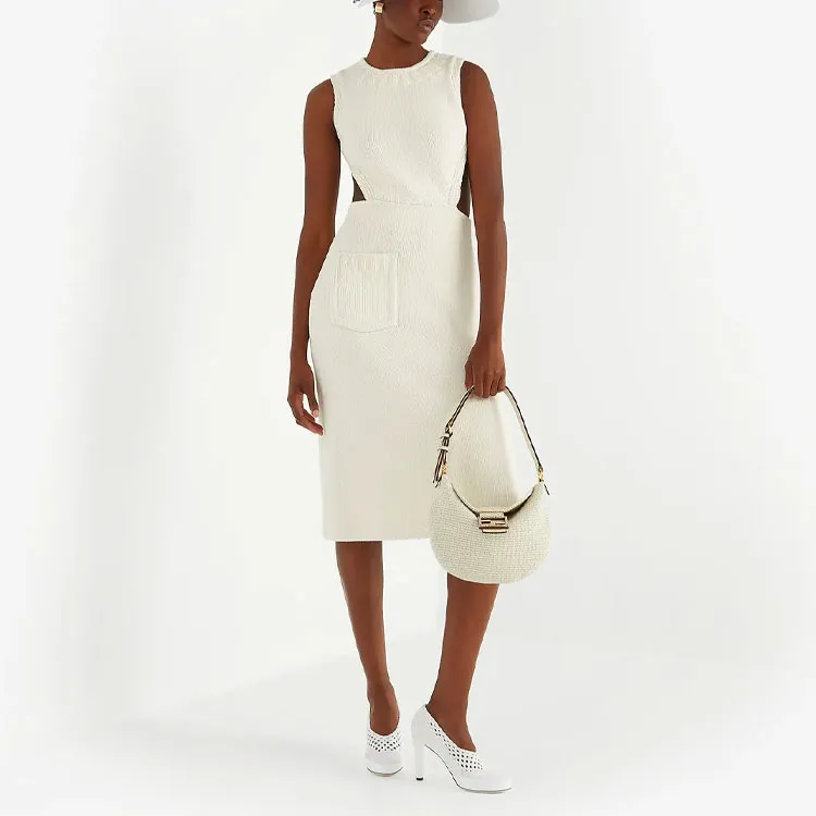FENDI Sleeveless Dresses Women's White-2