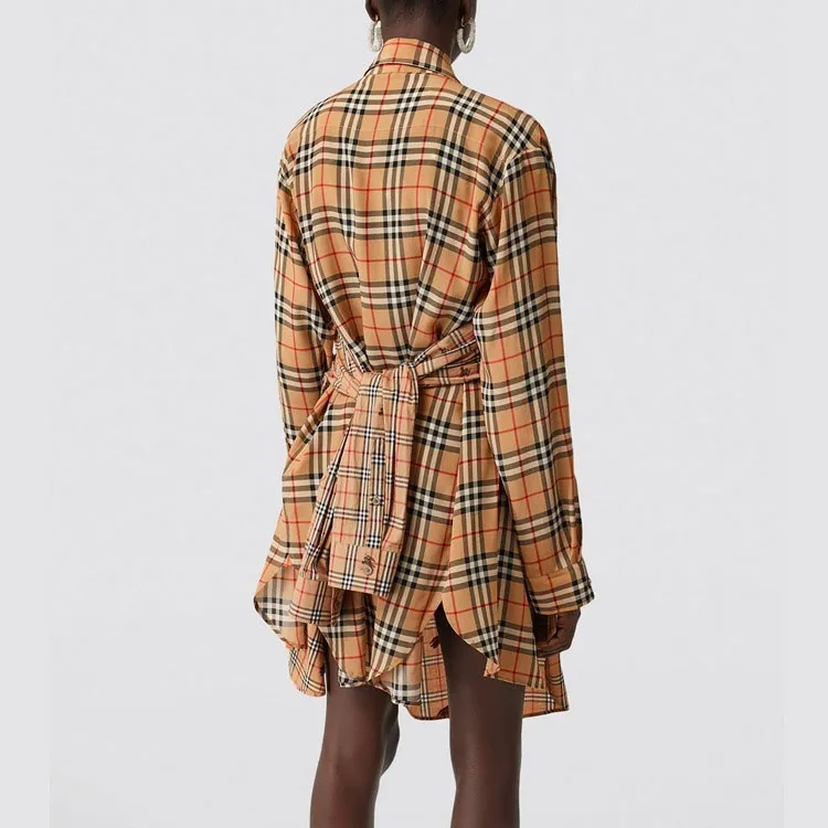 Burberry Long-Sleeved Dresses Women's Khaki-3