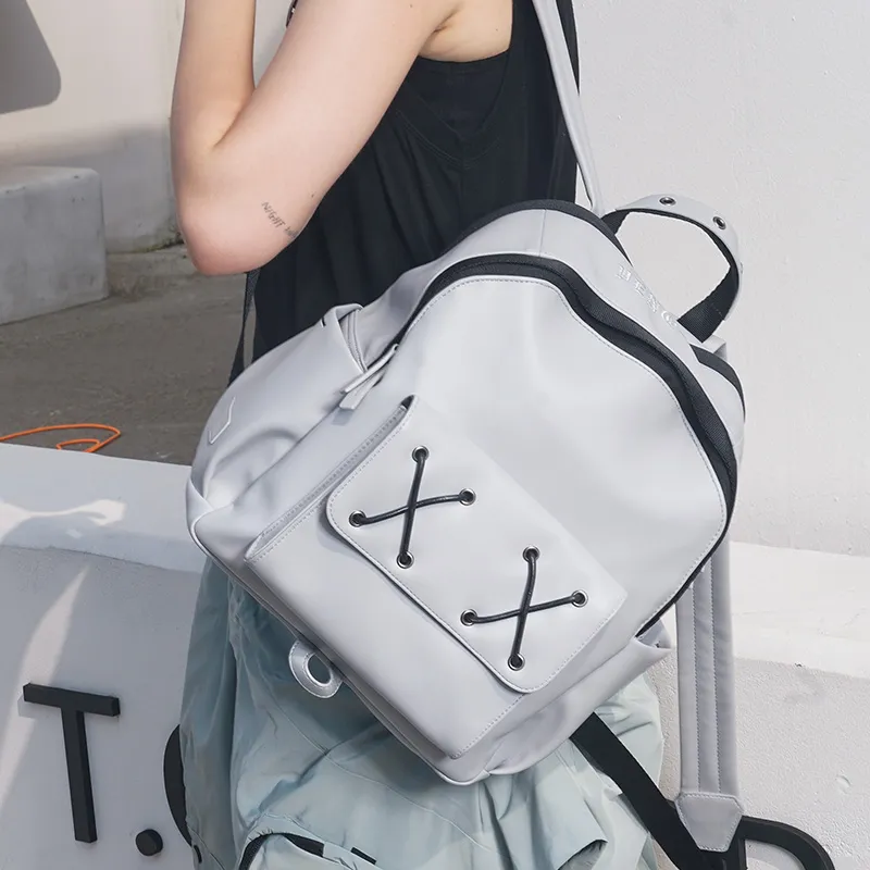 Venque PU Backpack Regular Unisex Mint Green/Dark Gray/Light Gray-2