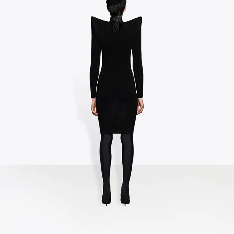 Balenciaga Long Sleeved Dresses Women's Black-3