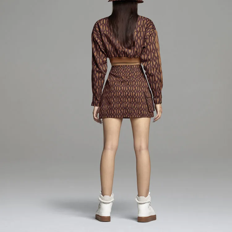 Adidas Ivy Park Monogram Skirt Wild Brown/Night Red-3