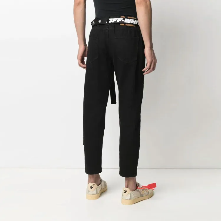 OFF WHITE High Rise Cropped Straight Leg Jeans-2