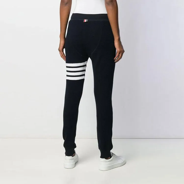 THOM BROWNE Knitted Sweatpants Women's Marine Blue-3