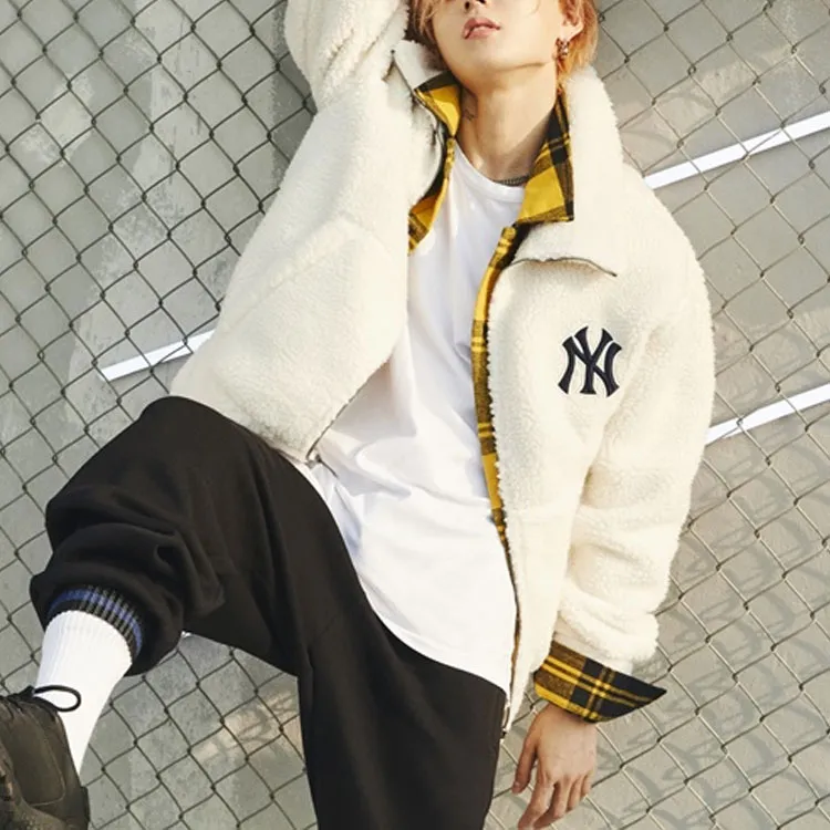 MLB Velvet Jackets Unisex Ivory White-3