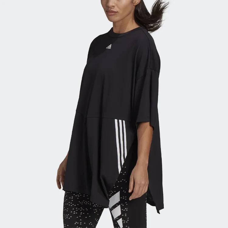 Adidas Drop Shoulder Sleeve T Shirt Women's Black-2