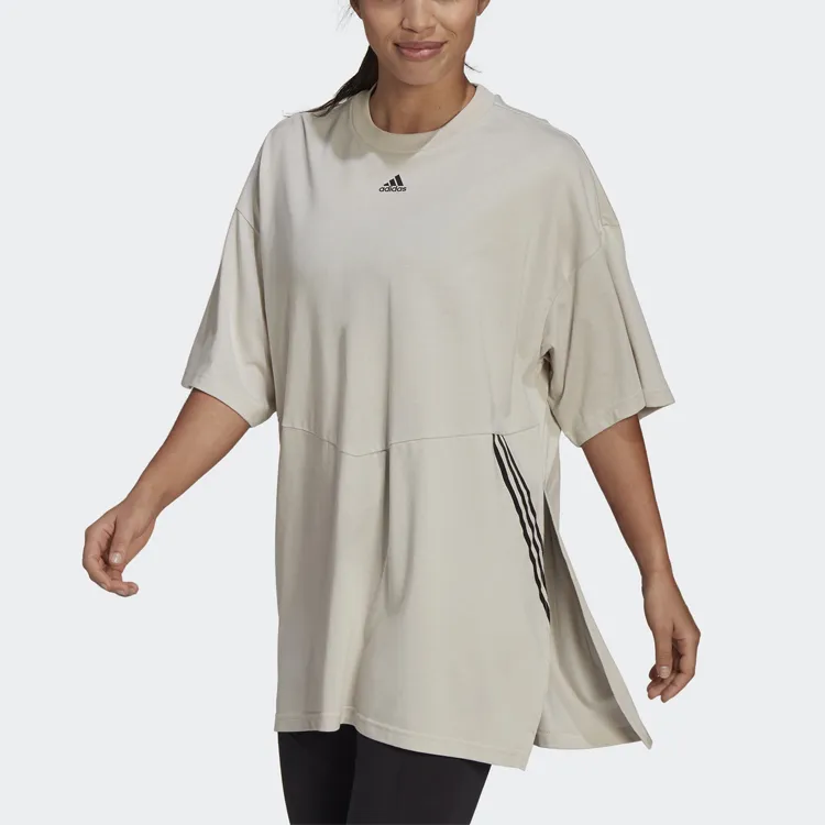 Adidas Drop Shoulder Sleeve T Shirt Women's Bauxite Brown-1