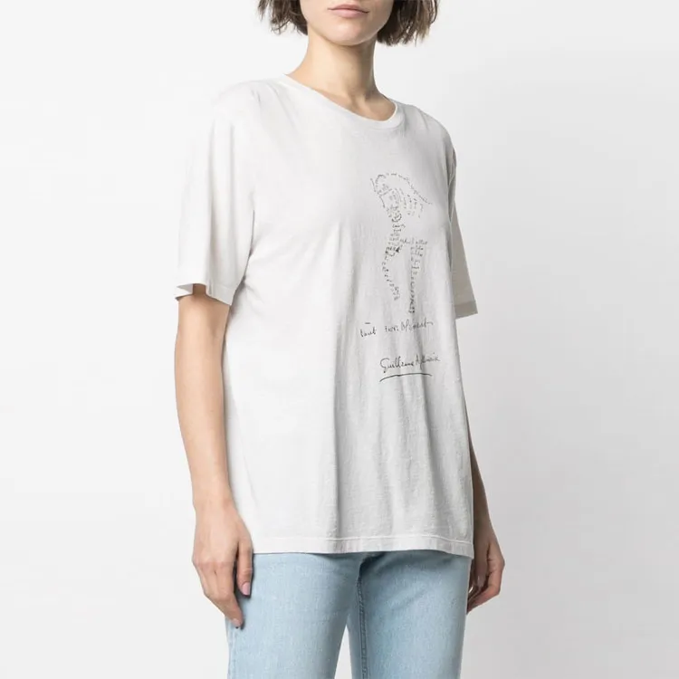 SAINT LAURENT Tout Terriblement Printed T Shirt Dirty Ecru-4