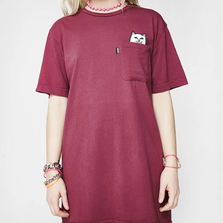 RIPNDIP Crew Neck Fitted Straight Short Sleeved T Shirt Unisex Burgundy-2