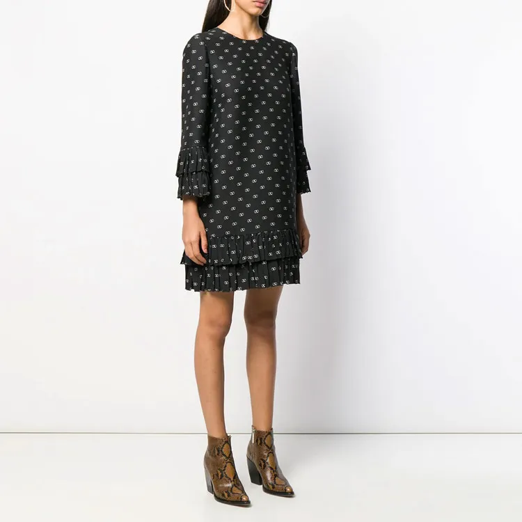Valentino Long Sleeved Dresses Women's Black-3