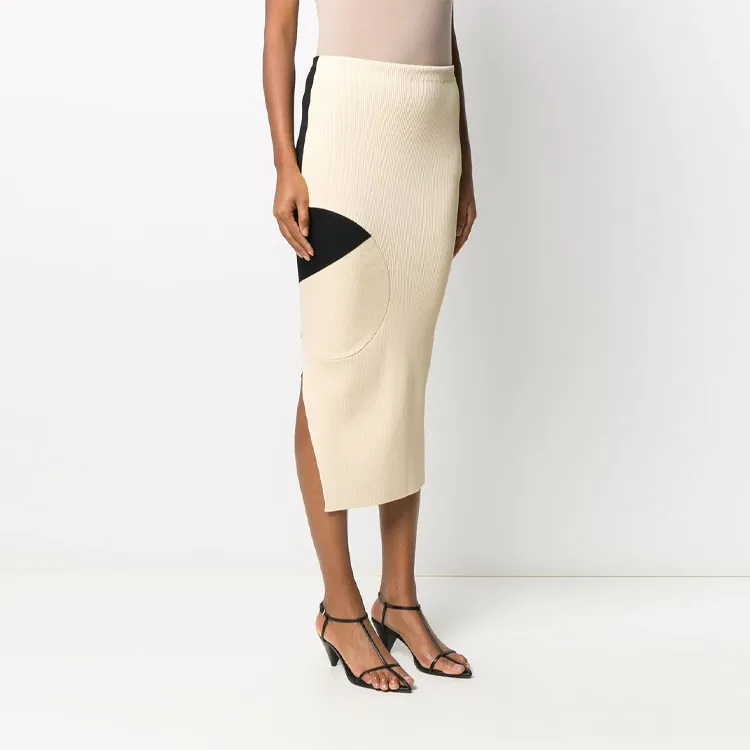 OFF-WHITE FW20 Casual Long Skirts Women's Beige Yellow-4