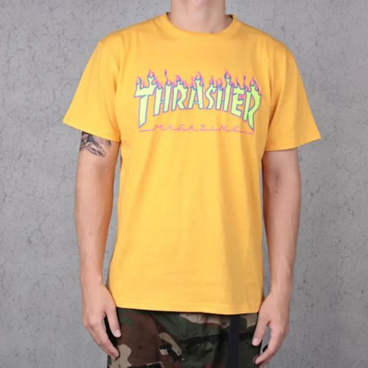 Thrasher Straight T-Shirt Japan Version Unisex Yellow-2