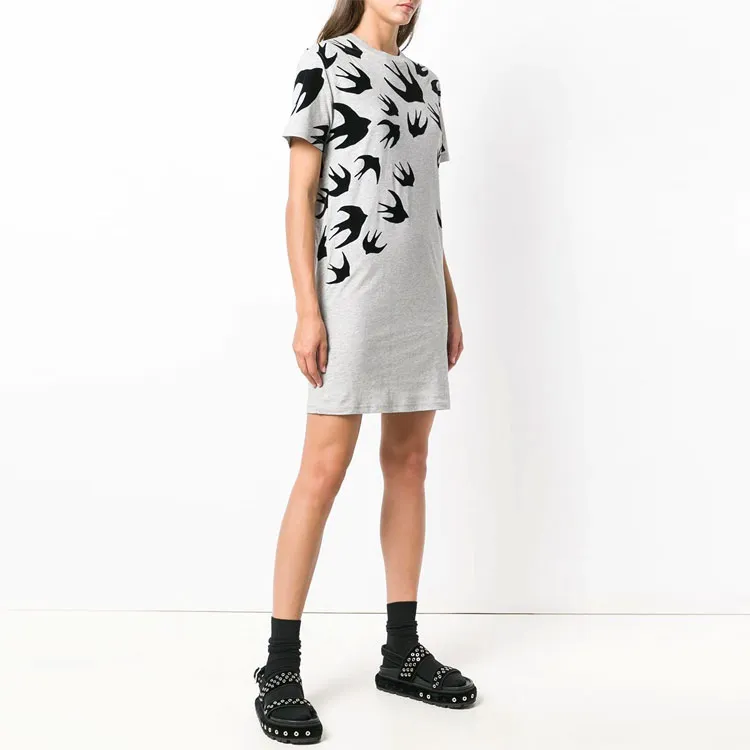 McQ Alexander McQueen Short Sleeved Dresses Women's Light Gray-3