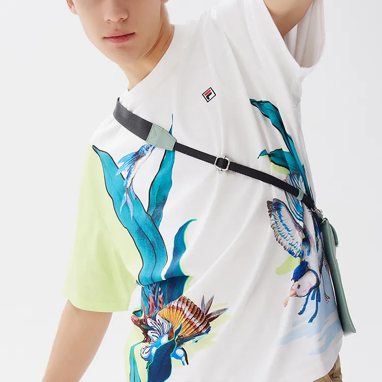 FILA SS21 Drop Shoulder Sleeve T Shirt Men's Standard White-5