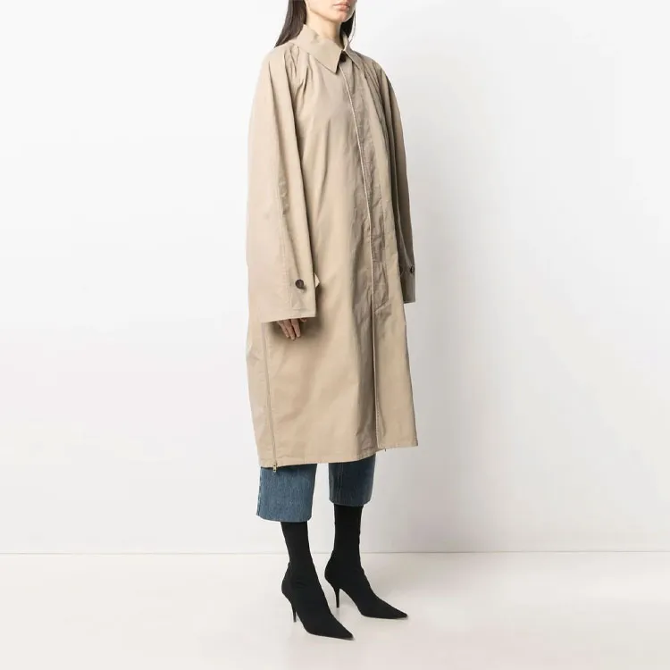 Balenciaga Trench Coats Women's Khaki-3