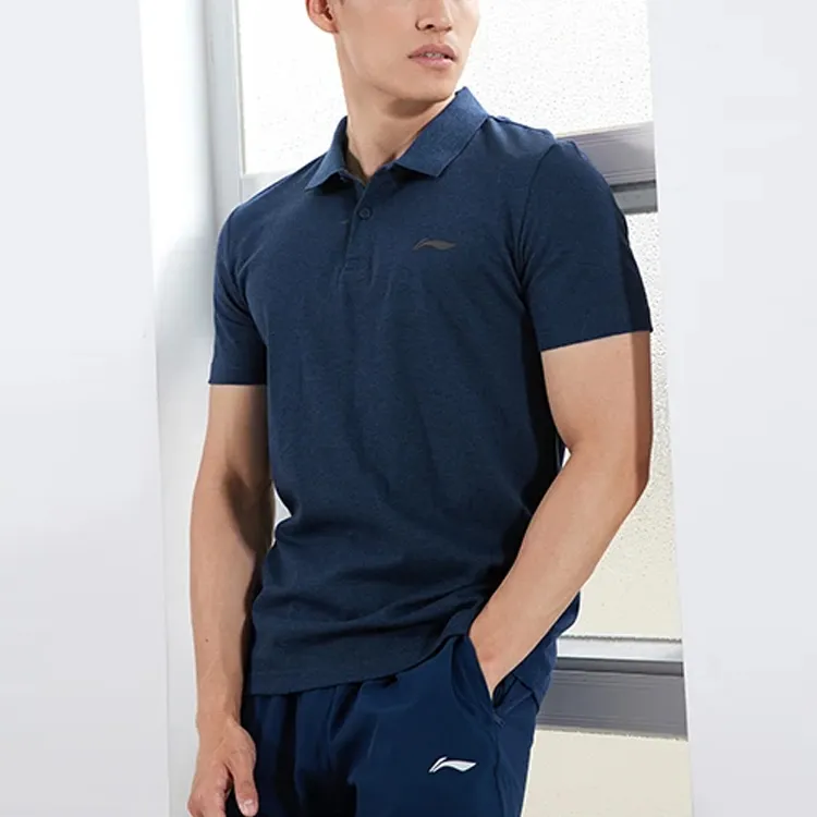 LINING Polo Shirts Men Heather Gray Guangdong Blue-2