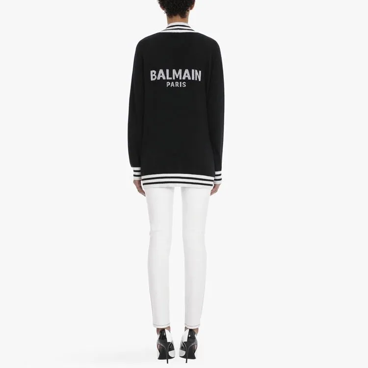 BALMAIN Stripe trim Longline Cardigan-2