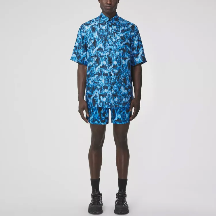 Burberry Silk Ripple Print Short Sleeve Shirt-1