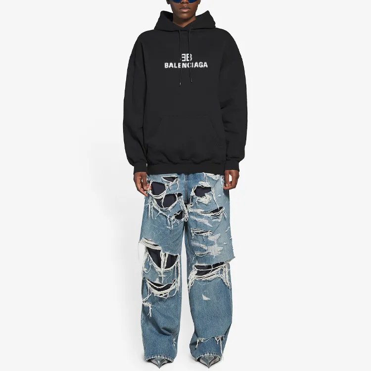Balenciaga Women'ss Bb Pixel Medium Fit Hoodie Black-6