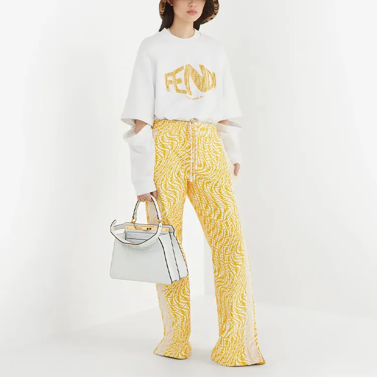 FENDI Fisheye Crop Jersey Sweatshirt 'White'-3