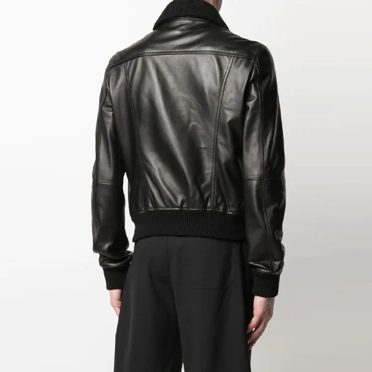 AMIRI Shearling Collar Aviator Leather Jacket-2